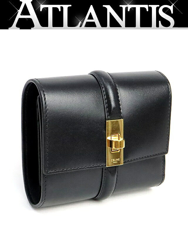 CELINE Small Trifold 16 Wallet Black GHW Size ONE SIZE