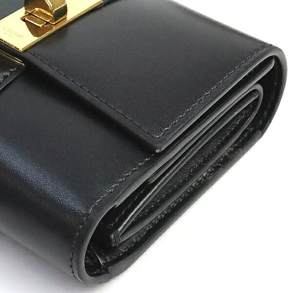 CELINE Small Trifold 16 Wallet Black GHW Size ONE SIZE