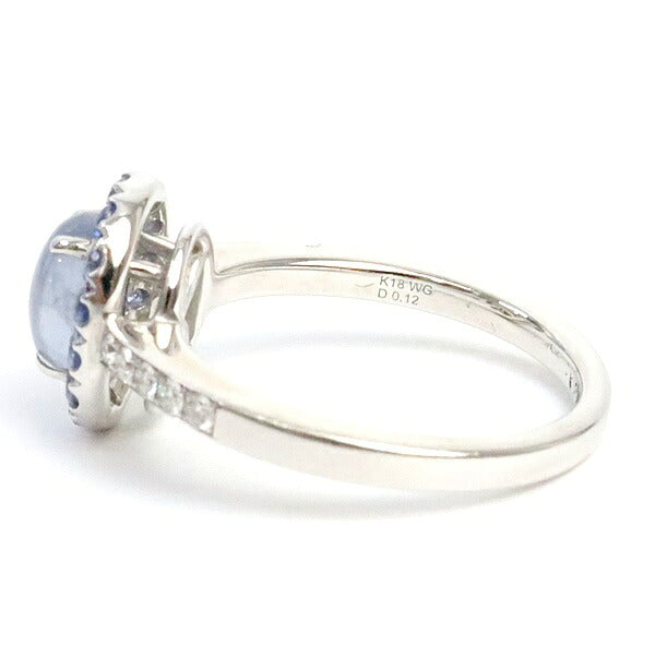 WG S K18WG Star Sapphire Diamond Ring Size ONE SIZE