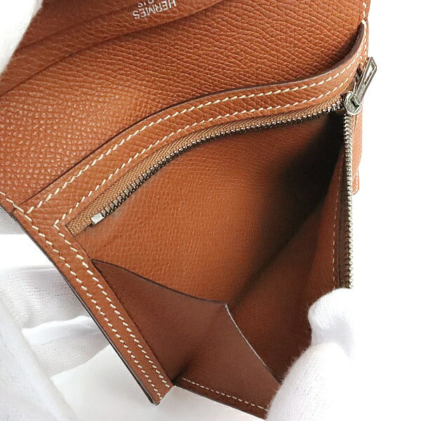 HERMES Bearn Compact Epsom Wallet Cognac Size ONE SIZE
