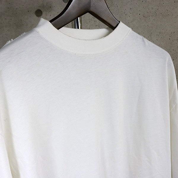 BALENCIAGA Back Print Distressed Long T-Shirt White Size L