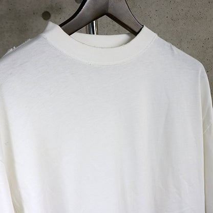 BALENCIAGA Back Print Distressed Long T-Shirt White Size L