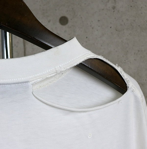BALENCIAGA Back Print Distressed Long T-Shirt White Size L