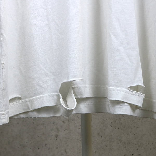 BALENCIAGA Back Print Distressed Long T-Shirt White Size L