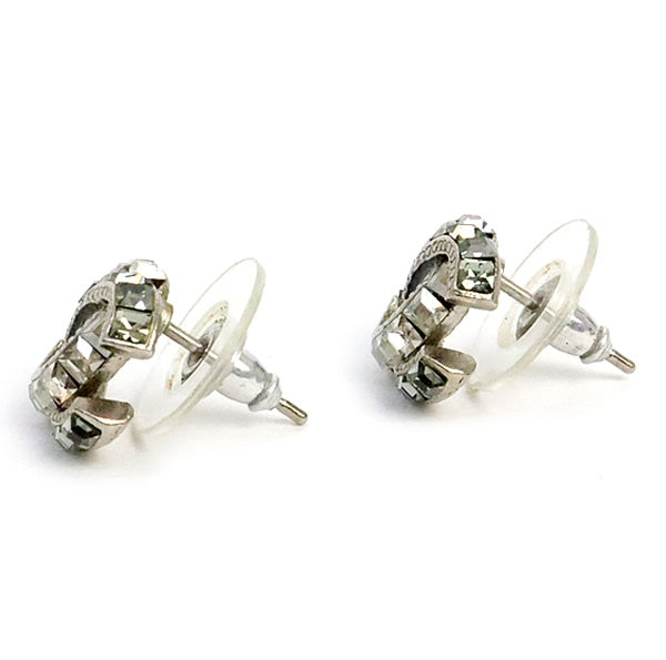 CHANEL Coco Mark Rhinestone Silver Earrings Size ONE SIZE