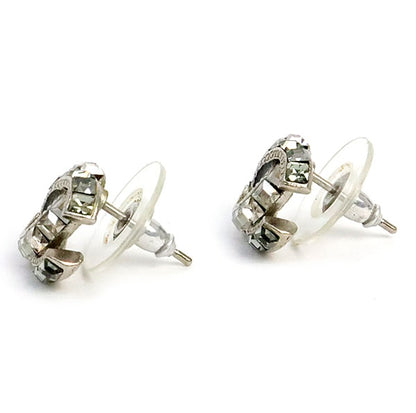 CHANEL Coco Mark Rhinestone Silver Earrings Size ONE SIZE