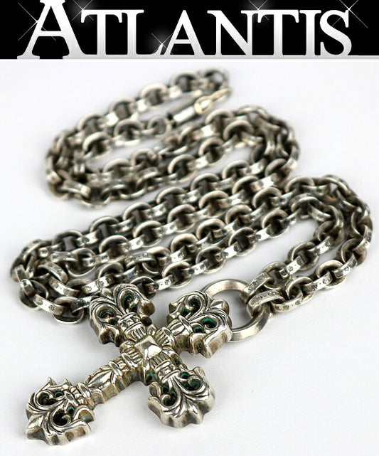 CHROME HEARTS Filigree Cross Necklace Silver Size ONE SIZE
