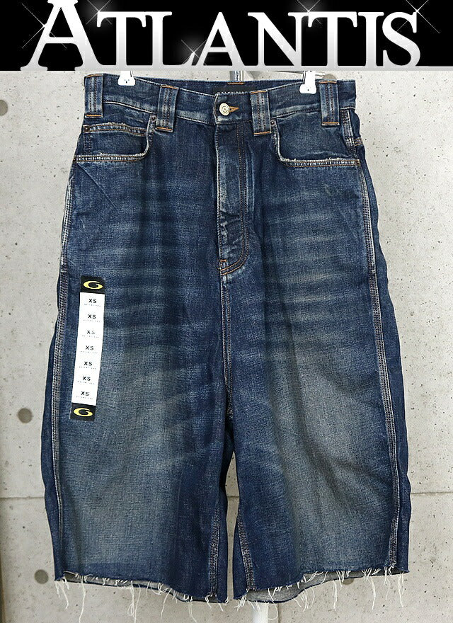 BALENCIAGA 2025 Tape Print Denim Shorts Blue Size S