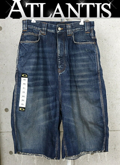 BALENCIAGA 2025 Tape Print Denim Shorts Blue Size S