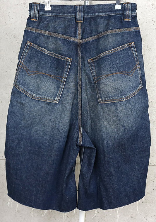 BALENCIAGA 2025 Tape Print Denim Shorts Blue Size S