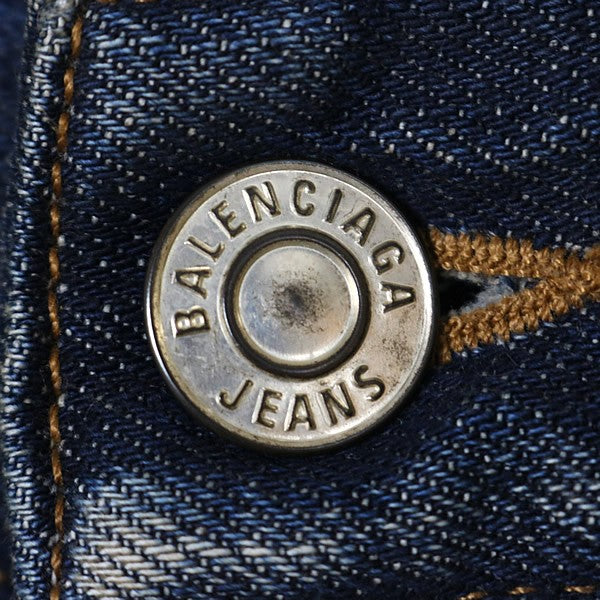 BALENCIAGA 2025 Tape Print Denim Shorts Blue Size S