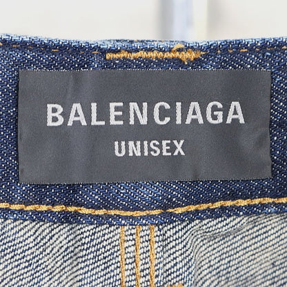 BALENCIAGA 2025 Tape Print Denim Shorts Blue Size S