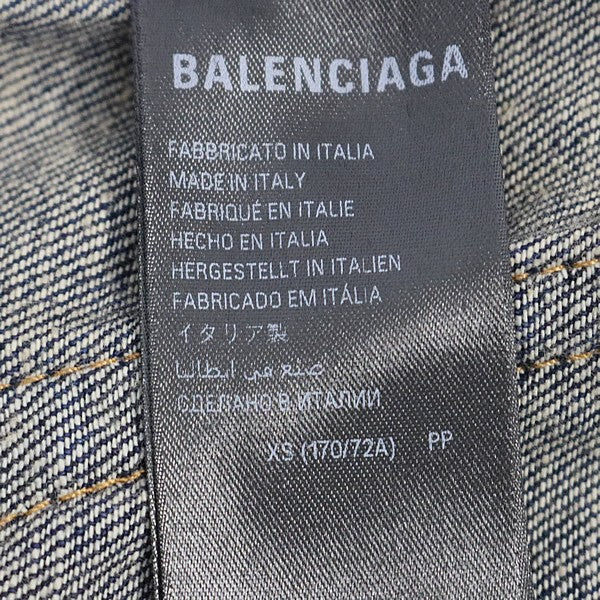BALENCIAGA 2025 Tape Print Denim Shorts Blue Size S