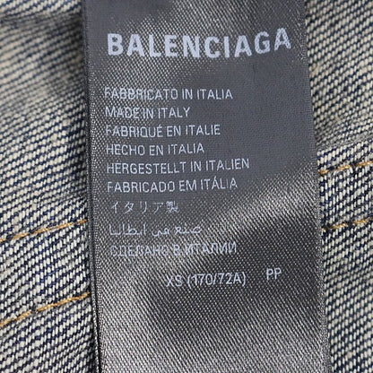 BALENCIAGA 2025 Tape Print Denim Shorts Blue Size S