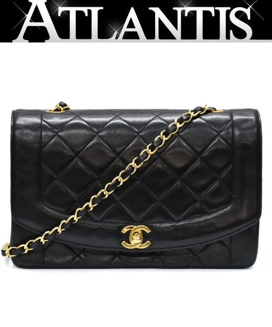 CHANEL Matelasse Diana 25 Lambskin Bag Black Size ONE SIZE