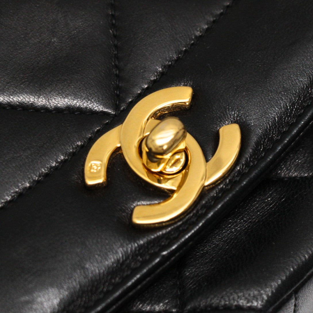 CHANEL Matelasse Diana 25 Lambskin Bag Black Size ONE SIZE