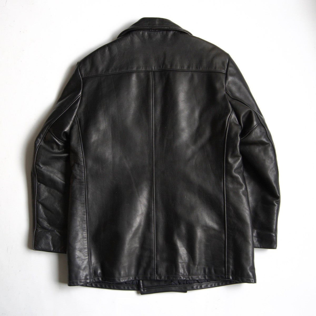 SCHOTT 140 Thick Leather Peacoat Black Size XS