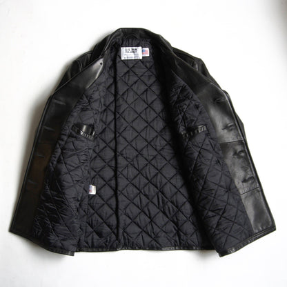 SCHOTT 140 Thick Leather Peacoat Black Size XS