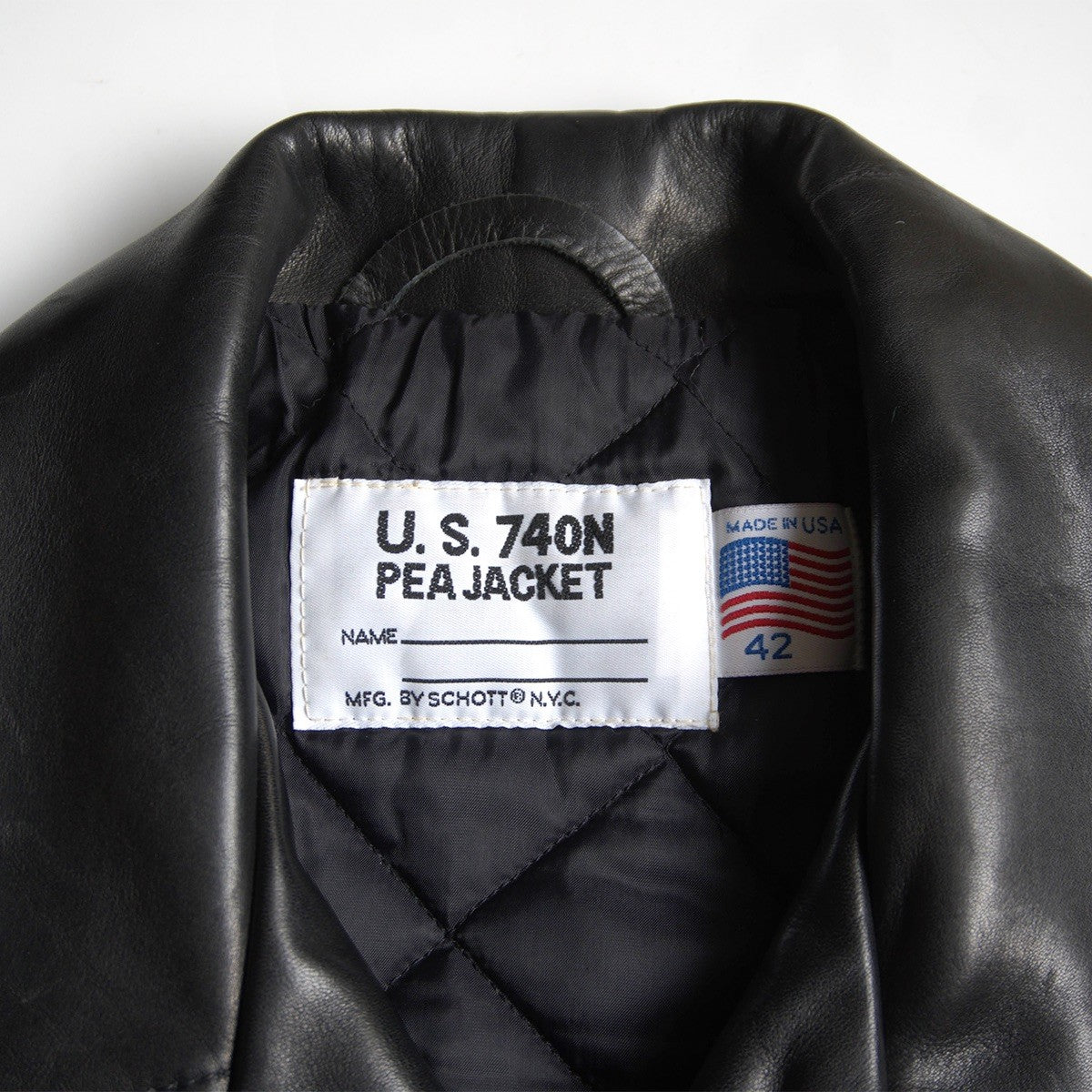 SCHOTT 140 Thick Leather Peacoat Black Size XS