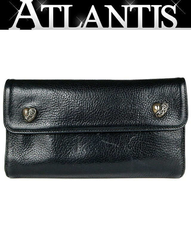 CHROME HEARTS Wave Heart Button Wallet Black Size ONE SIZE