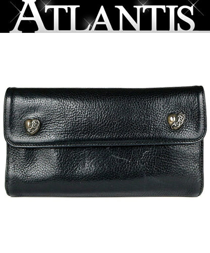 CHROME HEARTS Wave Heart Button Wallet Black Size ONE SIZE