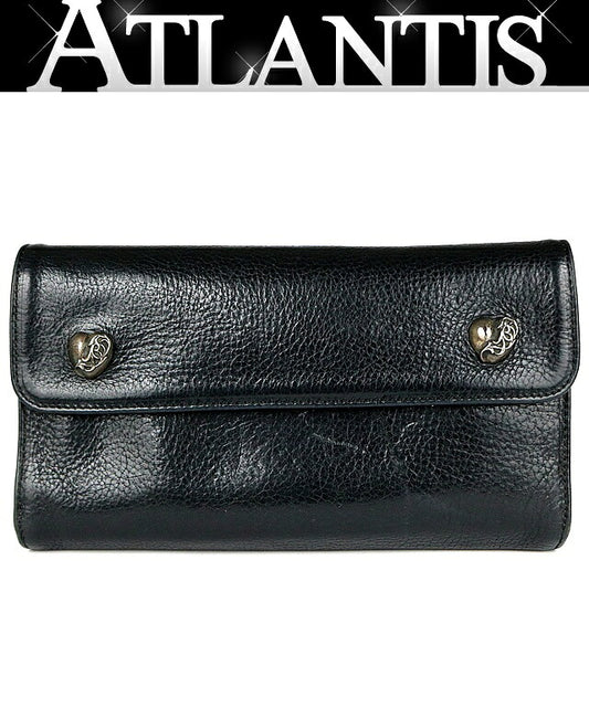 CHROME HEARTS Wave Heart Button Wallet Black Size ONE SIZE