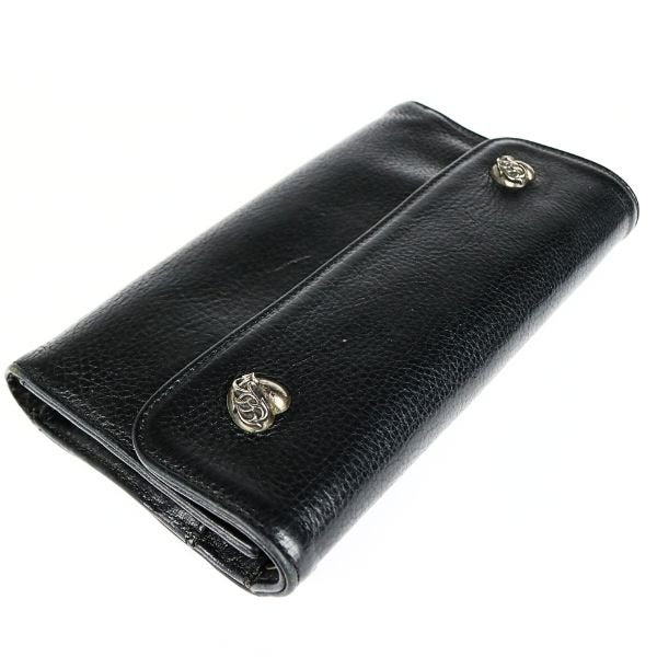 CHROME HEARTS Wave Heart Button Wallet Black Size ONE SIZE