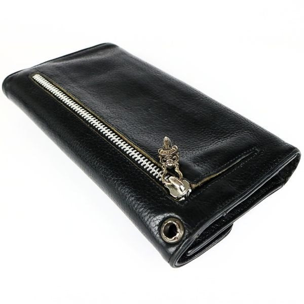 CHROME HEARTS Wave Heart Button Wallet Black Size ONE SIZE