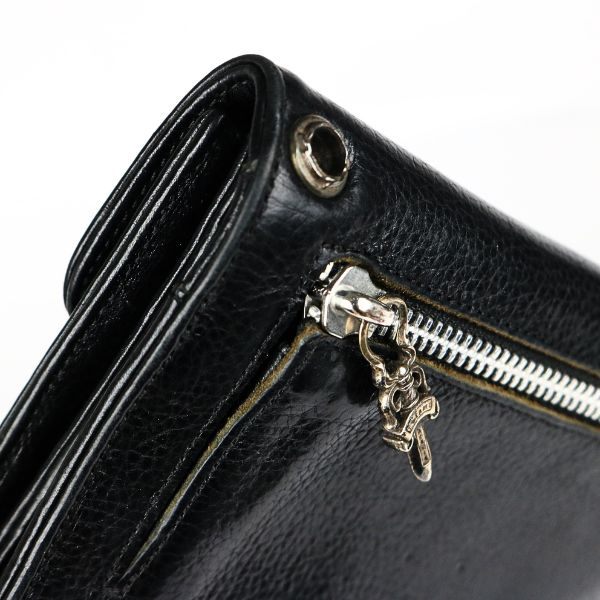 CHROME HEARTS Wave Heart Button Wallet Black Size ONE SIZE