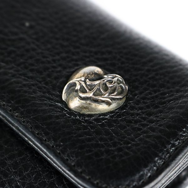 CHROME HEARTS Wave Heart Button Wallet Black Size ONE SIZE