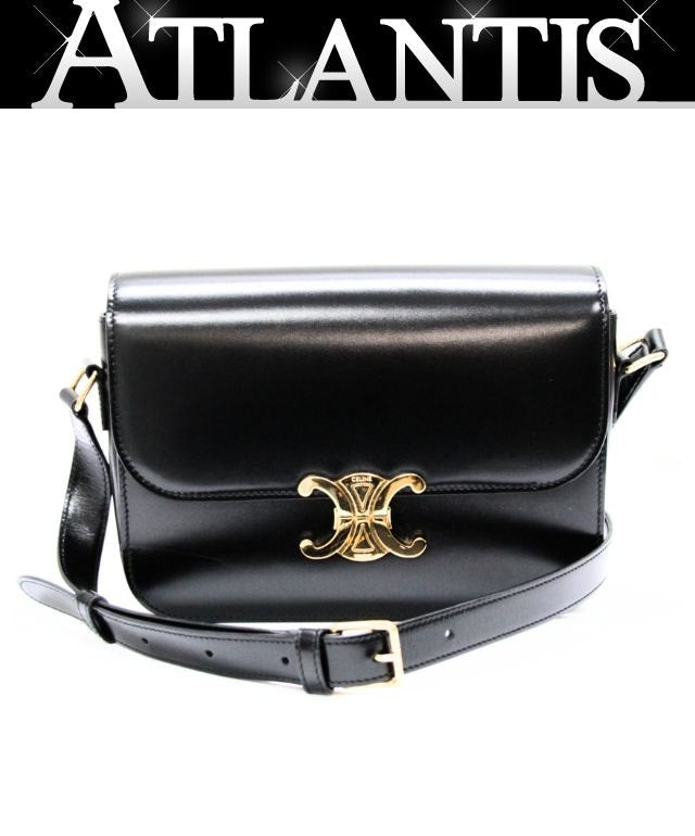 CELINE Classic Triomphe Leather Bag Black Size ONE SIZE