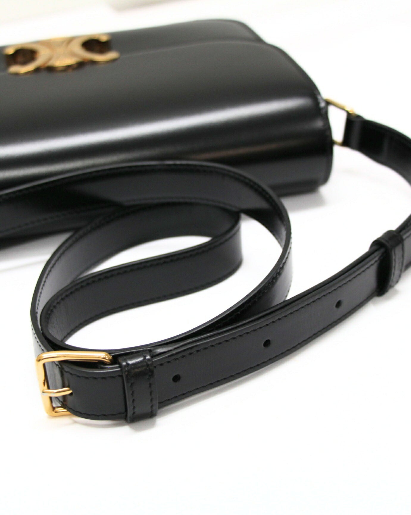 CELINE Classic Triomphe Leather Bag Black Size ONE SIZE