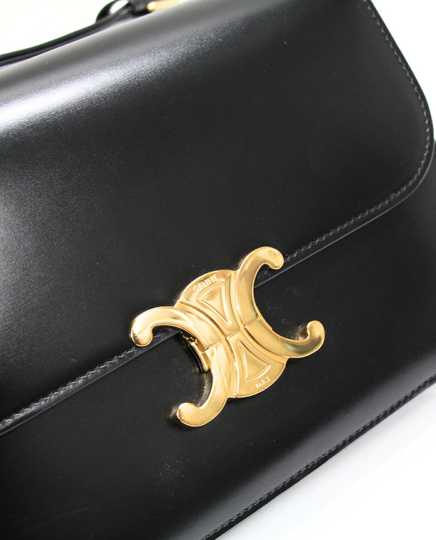 CELINE Classic Triomphe Leather Bag Black Size ONE SIZE