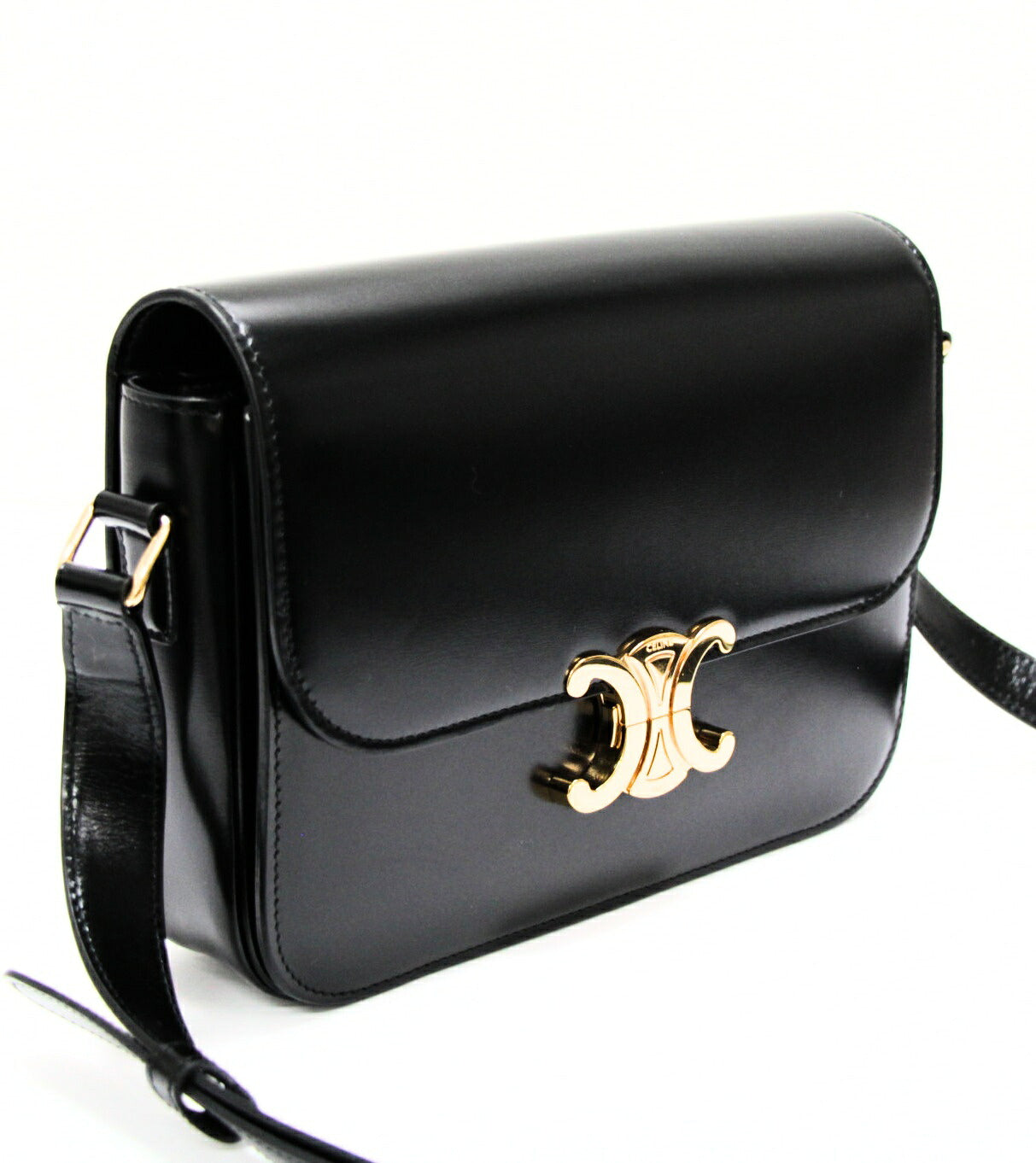CELINE Classic Triomphe Leather Bag Black Size ONE SIZE
