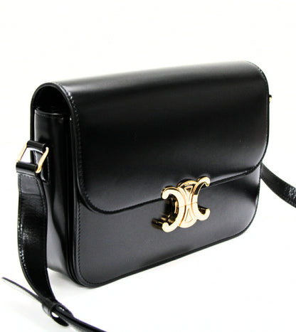 CELINE Classic Triomphe Leather Bag Black Size ONE SIZE
