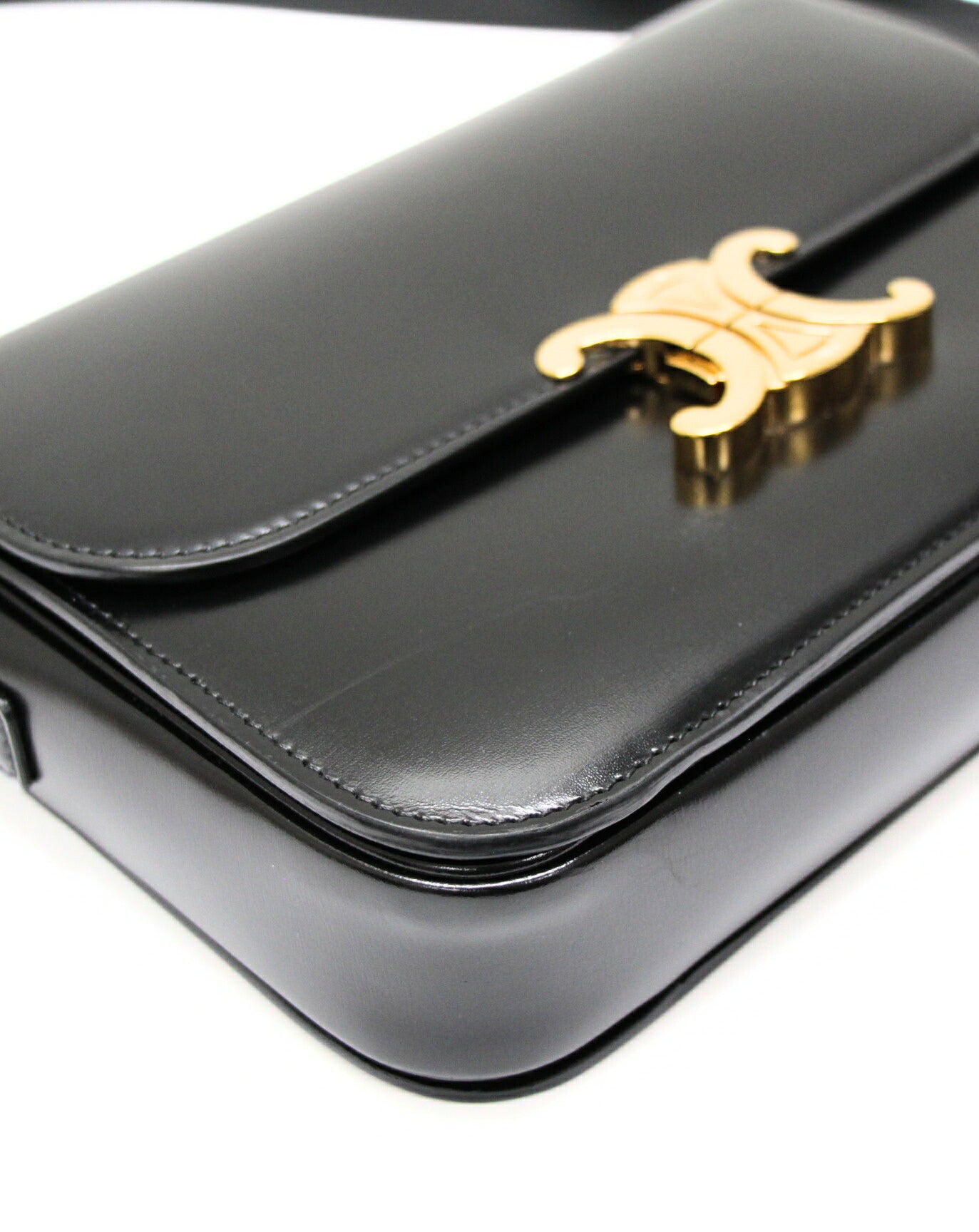 CELINE Classic Triomphe Leather Bag Black Size ONE SIZE