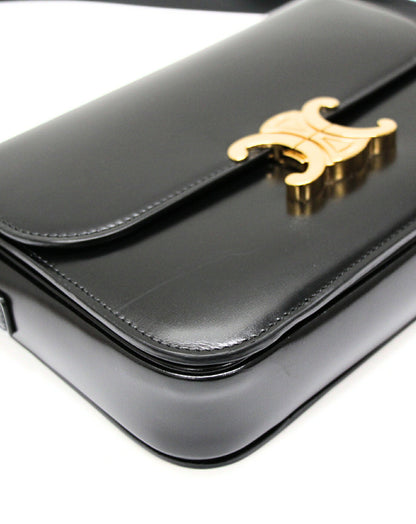CELINE Classic Triomphe Leather Bag Black Size ONE SIZE