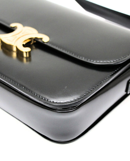 CELINE Classic Triomphe Leather Bag Black Size ONE SIZE