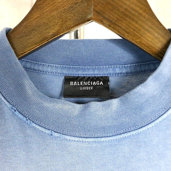 BALENCIAGA 24SS Paris Moon Oversized T-Shirt Blue Size L