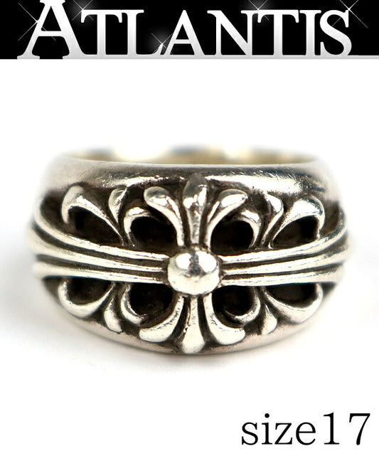 CHROME HEARTS Floral Cross Silver Ring Size US 8