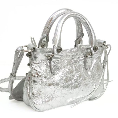 BALENCIAGA Nano Cagole 2-Way Bag Silver Size ONE SIZE
