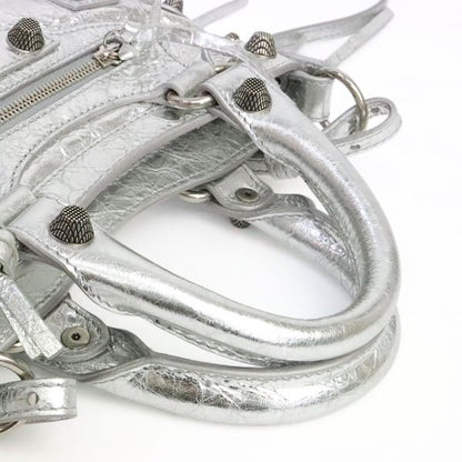 BALENCIAGA Nano Cagole 2-Way Bag Silver Size ONE SIZE