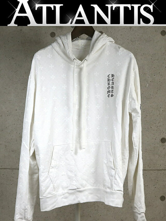 CHROME HEARTS CH Plus Horseshoe Print Hoodie White Size S