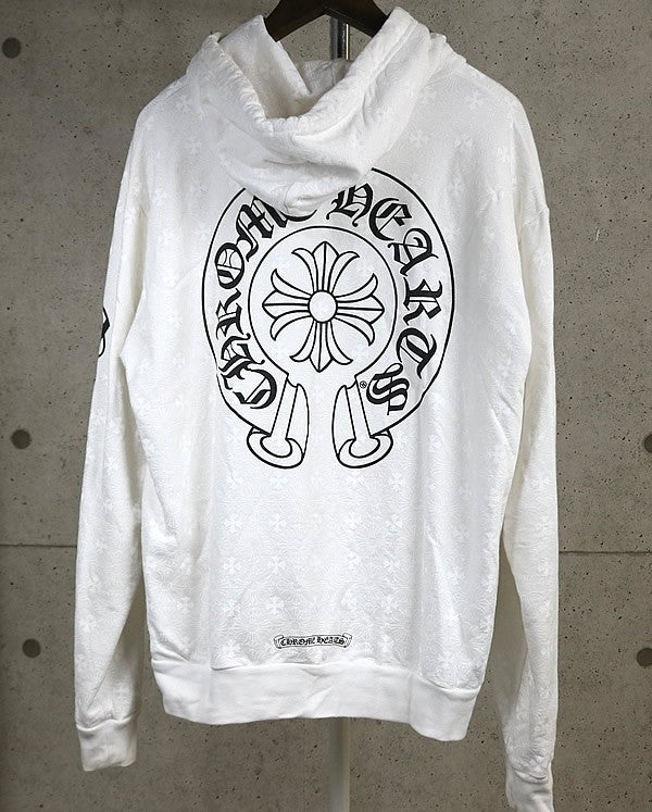 CHROME HEARTS CH Plus Horseshoe Print Hoodie White Size S