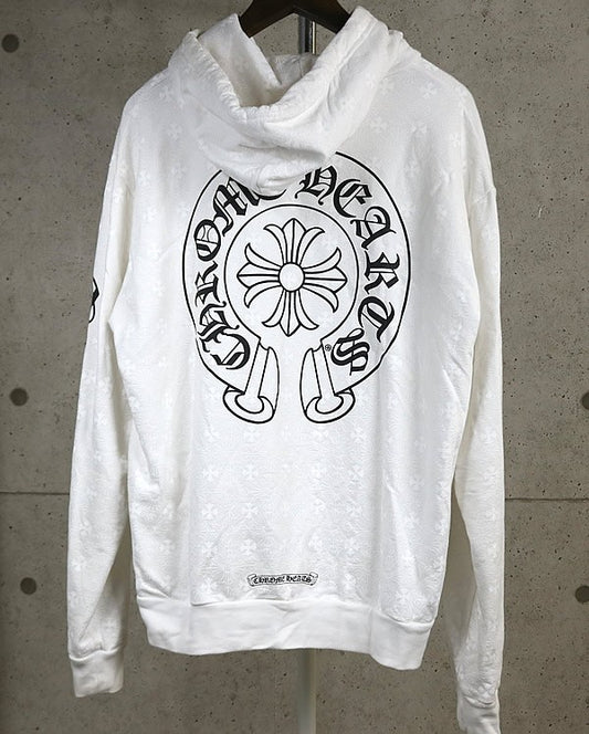 CHROME HEARTS CH Plus Horseshoe Print Hoodie White Size S