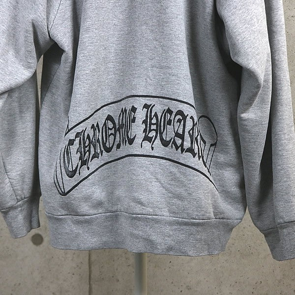 CHROME HEARTS Old English Scroll Label Hoodie Gray Size