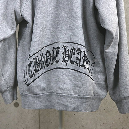 CHROME HEARTS Old English Scroll Label Hoodie Gray Size