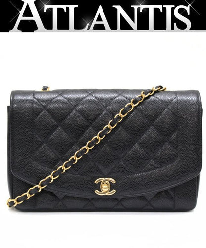CHANEL Diana 25 Matelasse Caviar Bag Black Size ONE SIZE
