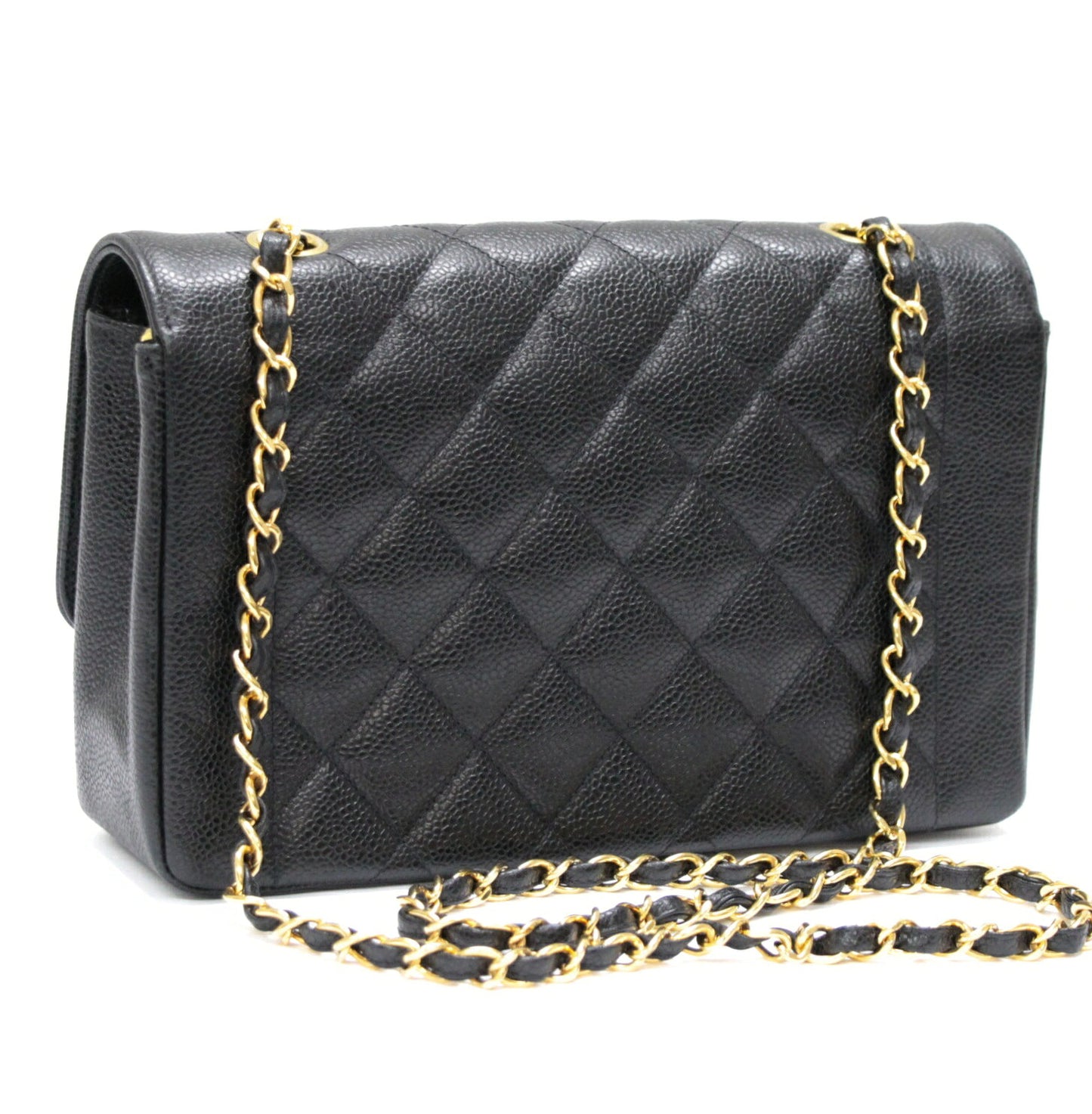 CHANEL Diana 25 Matelasse Caviar Bag Black Size ONE SIZE