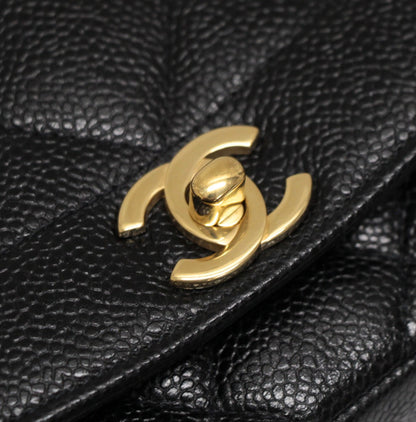 CHANEL Diana 25 Matelasse Caviar Bag Black Size ONE SIZE